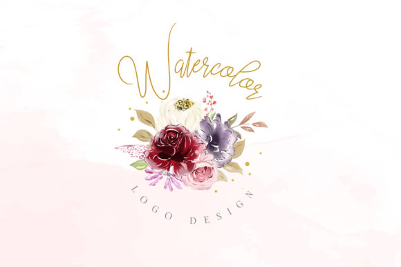 Download Burgundy Watercolor Floral Logo Template - Template Collection