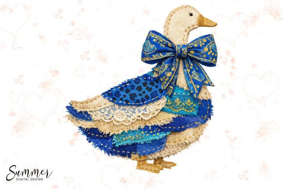 Download Goose Blue Bow Patchwork Sublimation PNG - Blue Collection