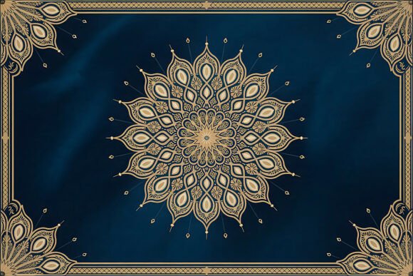 Download Gold Mandala on Navy Blue Background - Blue Collection
