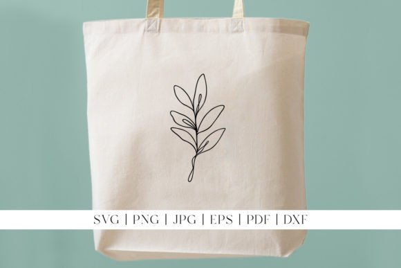 Download Leaf Line Art | Rounded Leaves on Stem - Leaf Collection