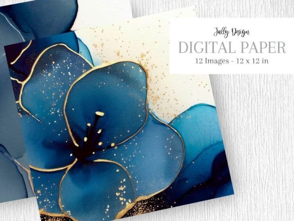 Download Navy Blue Alcohol Ink &amp; Golden Glitter - Blue Collection