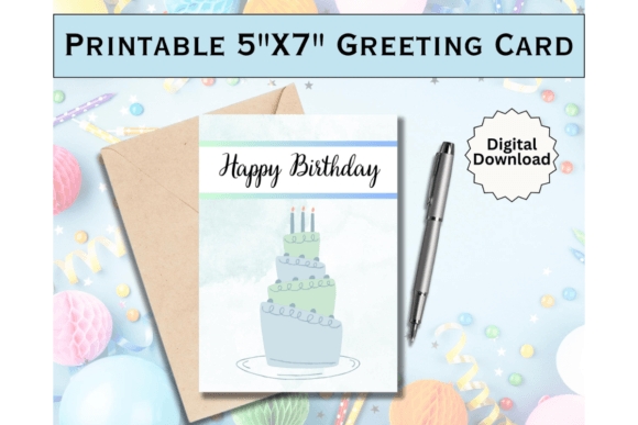 Download Birthday Greeting Card Printable Blue - Blue Collection