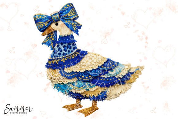 Download Blue Bow Patchwork Goose Sublimation PNG - Blue Collection