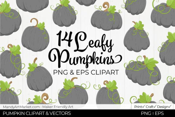 Download Leafy Pumpkins Clipart - Pebble Grey - Leaf Collection