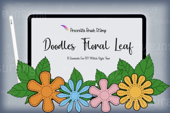 Download Floral Leaf Doodle Brush Stamp DIY Match - Leaf Collection