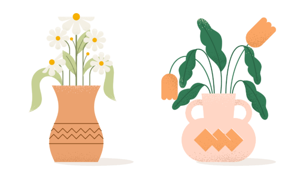 Download Flat Abstract Trendy Flowers in Vase - Flowers in vase Collection