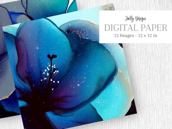 Download Navy Blue Alcohol Ink Flower &amp; Glitter - Blue Collection