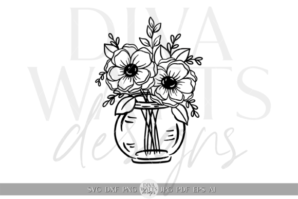 Download Flowers in Vase Silhouette Design SVG - Flowers in vase Collection